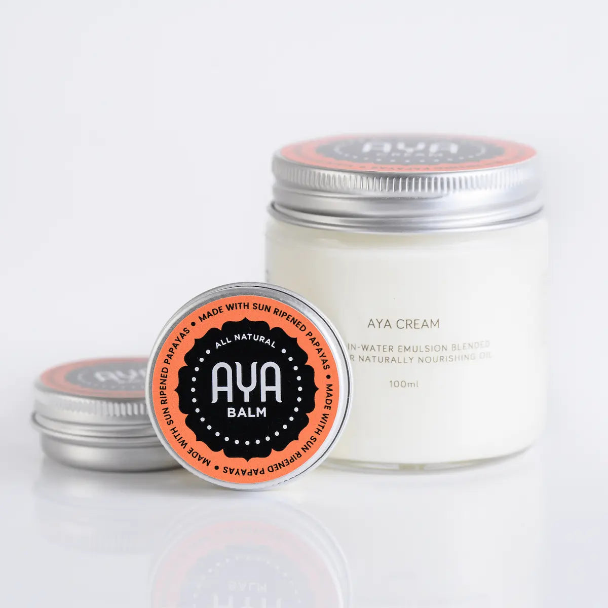 AYA Balm tin all natural sun ripened papaya with AYA Cream 100ml oil-in-water emulsion combo