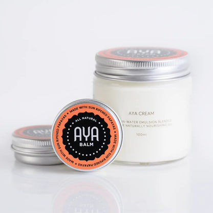 AYA Balm tin all natural sun ripened papaya with AYA Cream 100ml oil-in-water emulsion combo