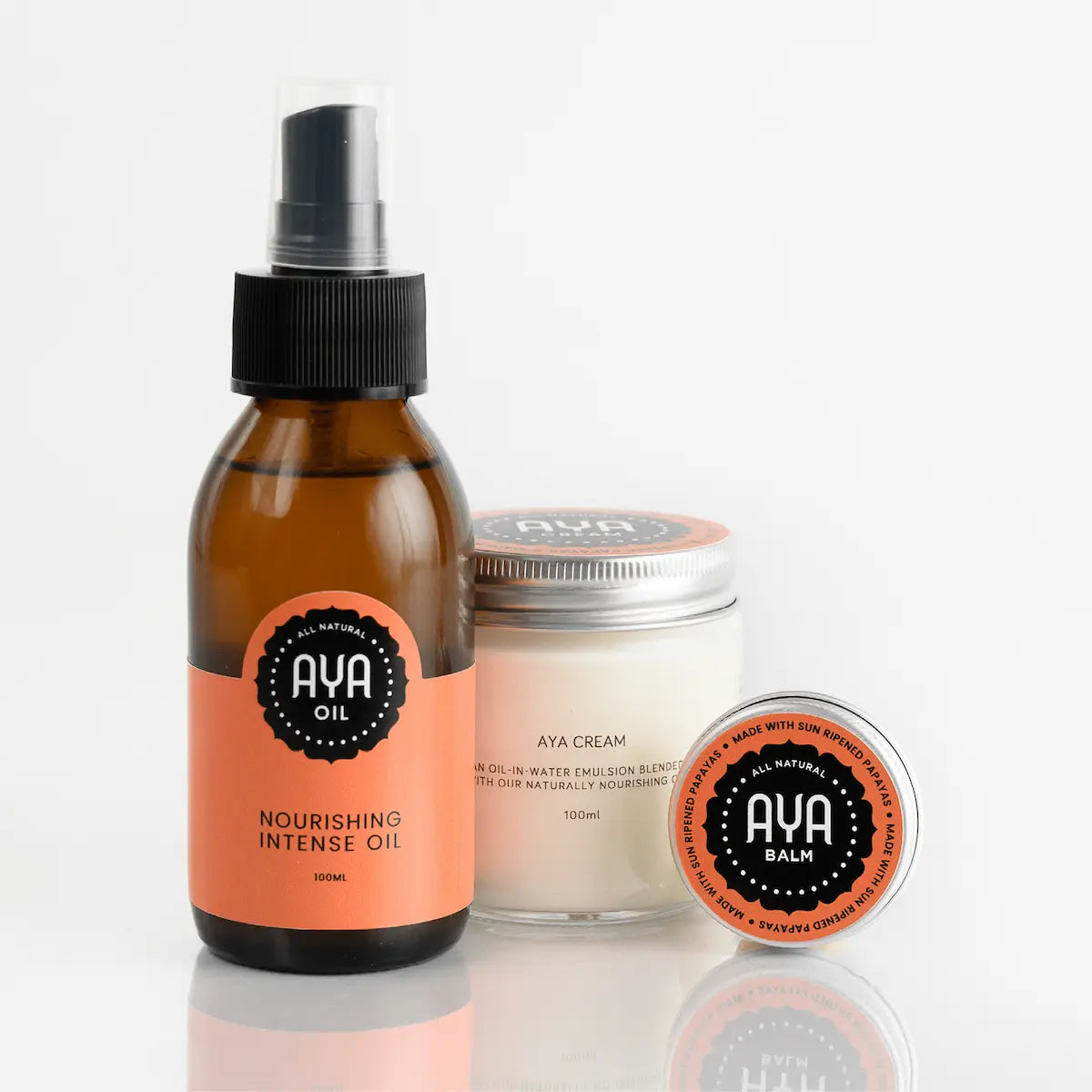 AYA Nourishing Intense Oil 100ml AYA Cream and AYA Balm natural skincare combo